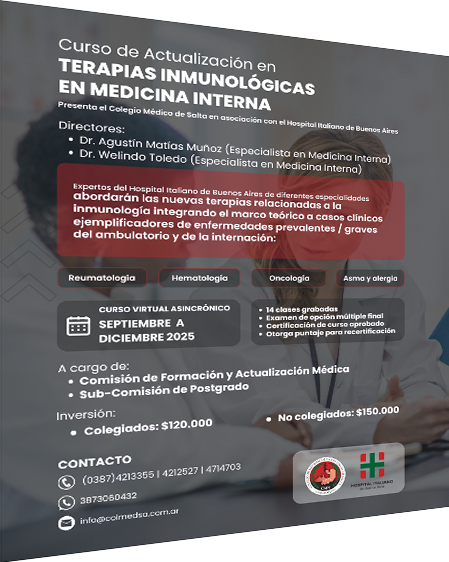 Curso de Actualización en Terapias Inmunológicas en Medicina Interna Curso de Actualización en Terapias Inmunológicas en Medicina Interna